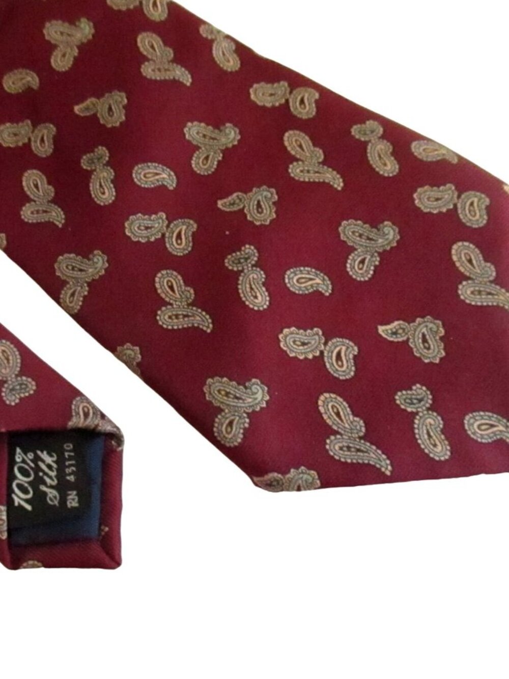 Vintage Neck Tie Mens Silk 3.5” 56" Red Paisley Pattern Saddle Club
